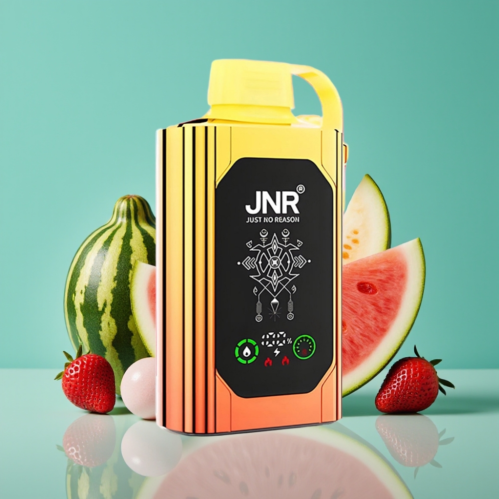 JNR Shisha Hookah Box 20500 Puffs - Pastèque Fraise Bubblegum - Ecran HD - Batterie 1000mAh - Liquide 25ml - Double Mesh Coil - Charge Rapide Type-C