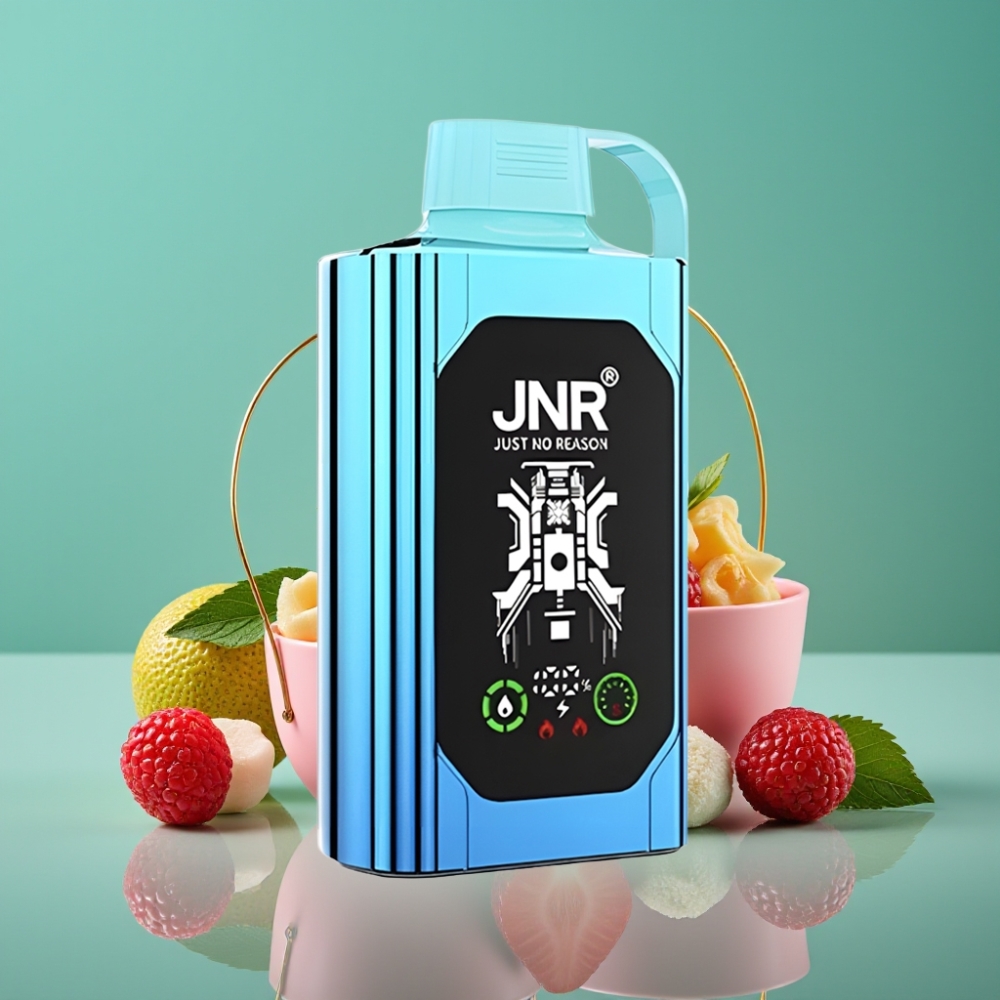 JNR Shisha Hookah Box 20500 Puffs - Vape Jetable Fraise Framboise Bonbon, HD Display, 1000mAh, 25ml, Double Mesh Coil, Charge Type-C Rapide