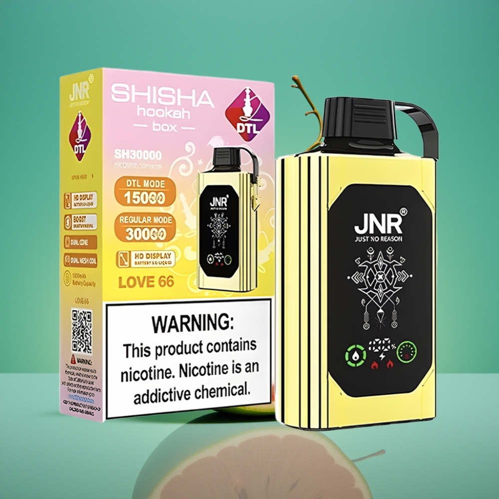 JNR Shisha Hookah Box 20500 Puffs Vape Jetable Love 66 - HD Display, 1000mAh Battery, 25ml E-liquid, Dual Mesh Coil & Dual Core, Type-C Quick Charge