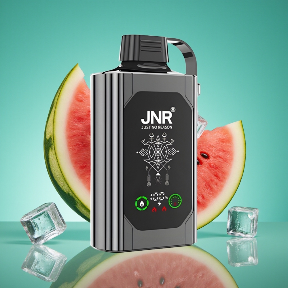 JNR Shisha Hookah Box 20500 Puffs Vape Jetable Pastèque Glacée - 25ml E-Liquid, 1000mAh Batterie, Dual Mesh Coil, Recharge Type-C, Affichage HD