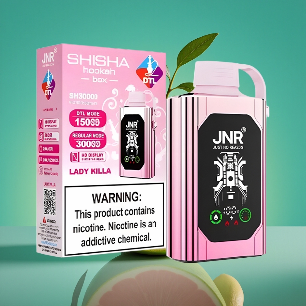 JNR Shisha Hookah Box 20500 Puffs - Écran HD, 25ml E-liquide, Batterie 1000mAh, Recharge Type-C, Double Mesh Coil - Lady Killa