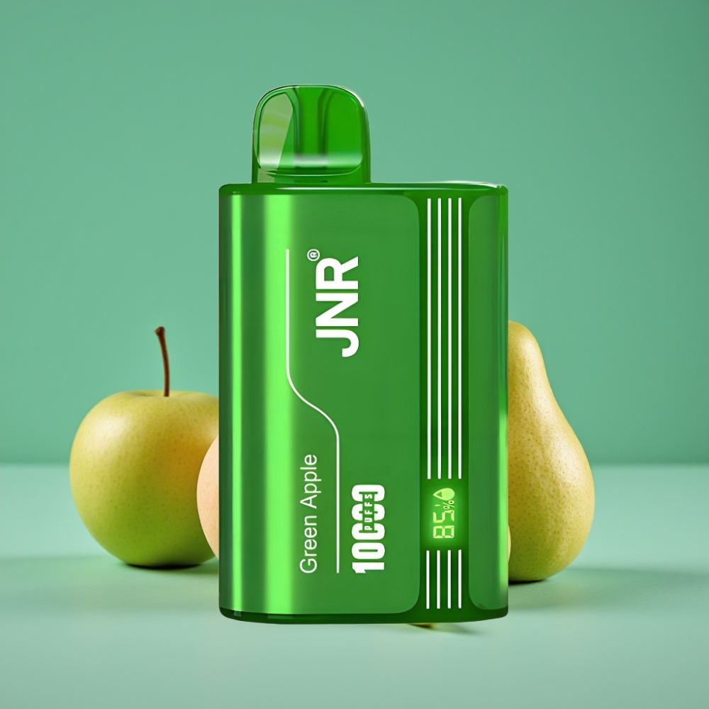 JNR Tank 10000 Puffs Vape Jetable Pomme Verte Pêche Poire avec Affichage Digital, Double Mesh Coil et Charge Rapide Type-C