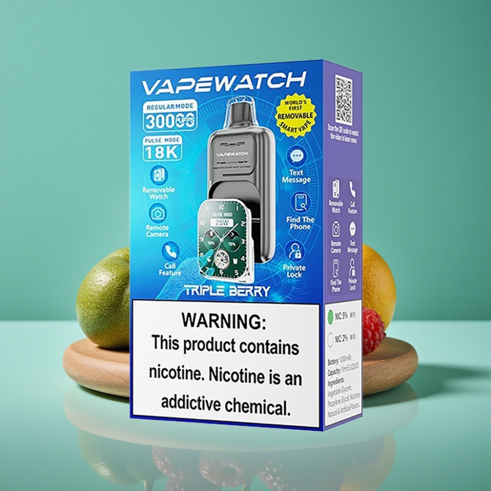 JNR VapeWatch 30000 Puffs Triple Baies Rechargeable Type-C - 19mL / 5% / Double Mesh Coil / 1000mAh