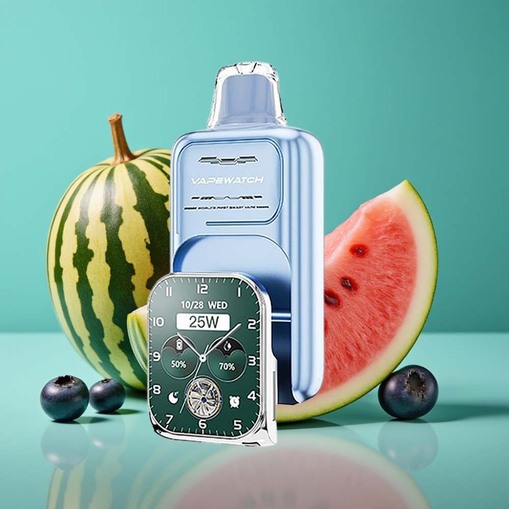 JNR VapeWatch 30000 Puffs Vape Jetable Myrtille Pastèque - 19mL / 5% Nicotine / Dual Mesh Coil / Type-C Charge