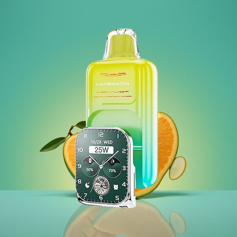 JNR VapeWatch 30000 Puffs - Vape Jetable Orange Mangue - 19mL/5% - Double Mesh Coil - Charge Rapide Type-C