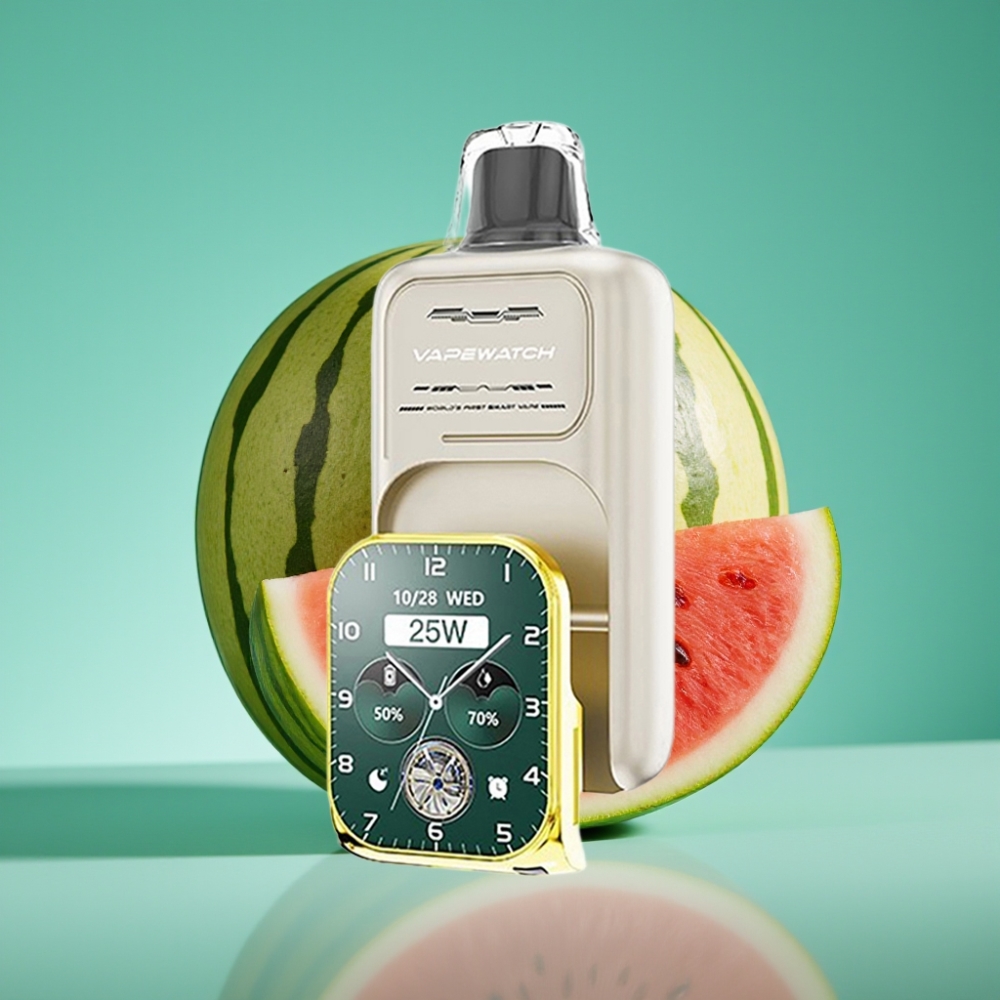 JNR VapeWatch 30000 Puffs Vape Jetable Pastèque Glacée – 30 000 bouffées (Mode Normal), 18 000 bouffées (Mode Pulse), 19mL, 5% Nicotine, Double Mesh Coil