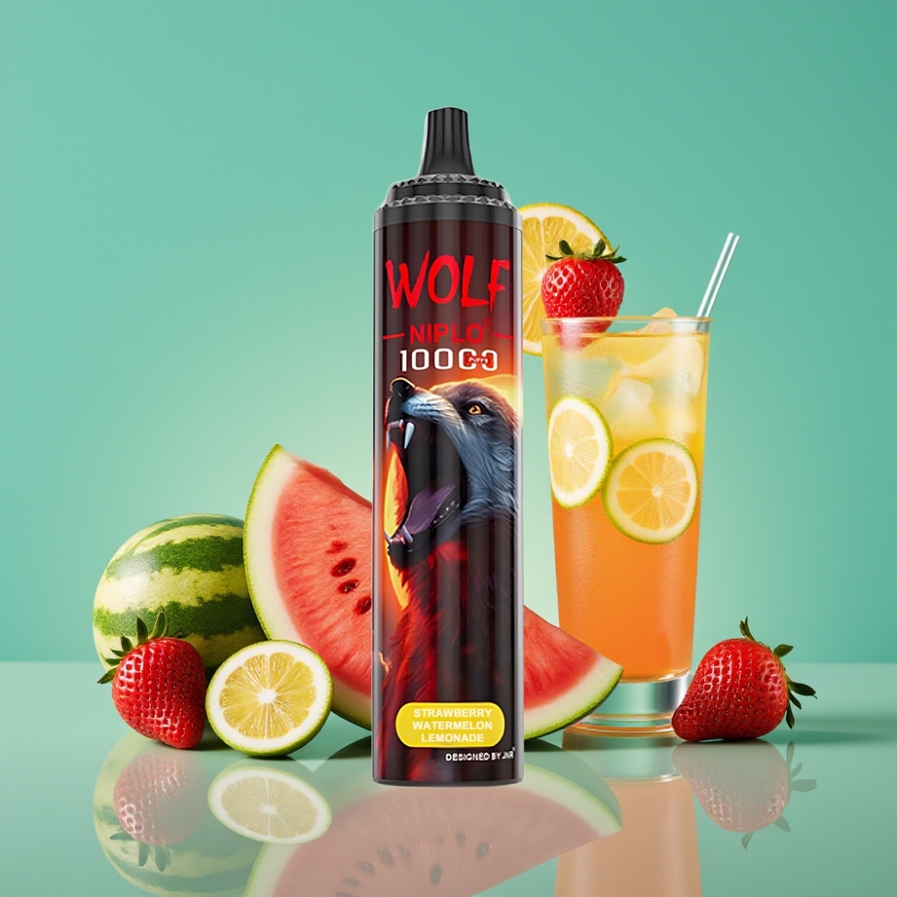 JNR Wolf Niplo 10000 Puffs - 20ml / 650mAh / Type-C - Fraise Pastèque Limonade Vape Jetable