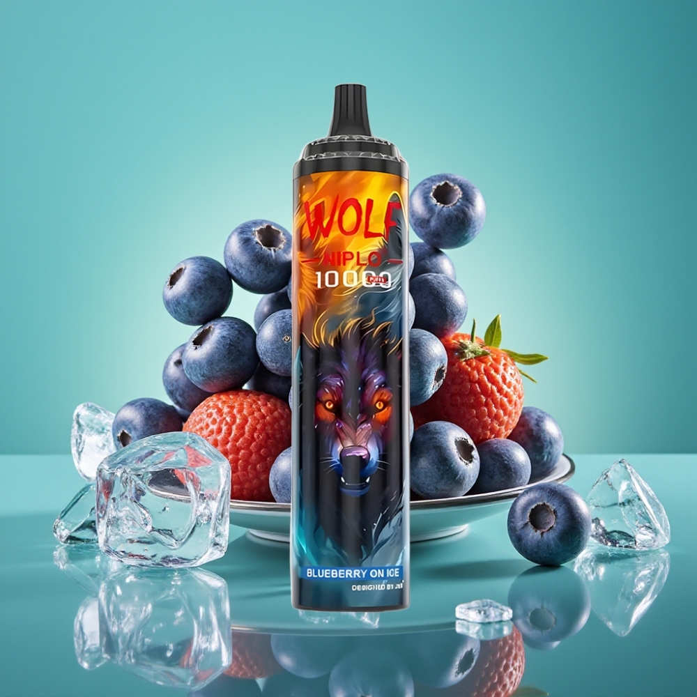 JNR Wolf Niplo 10000 Puffs - Myrtille Glacée - 20ml/650mAh - Résistance Mesh 1.0 Ohm - Charge Rapide Type-C - 0%/2%/5% Nicotine