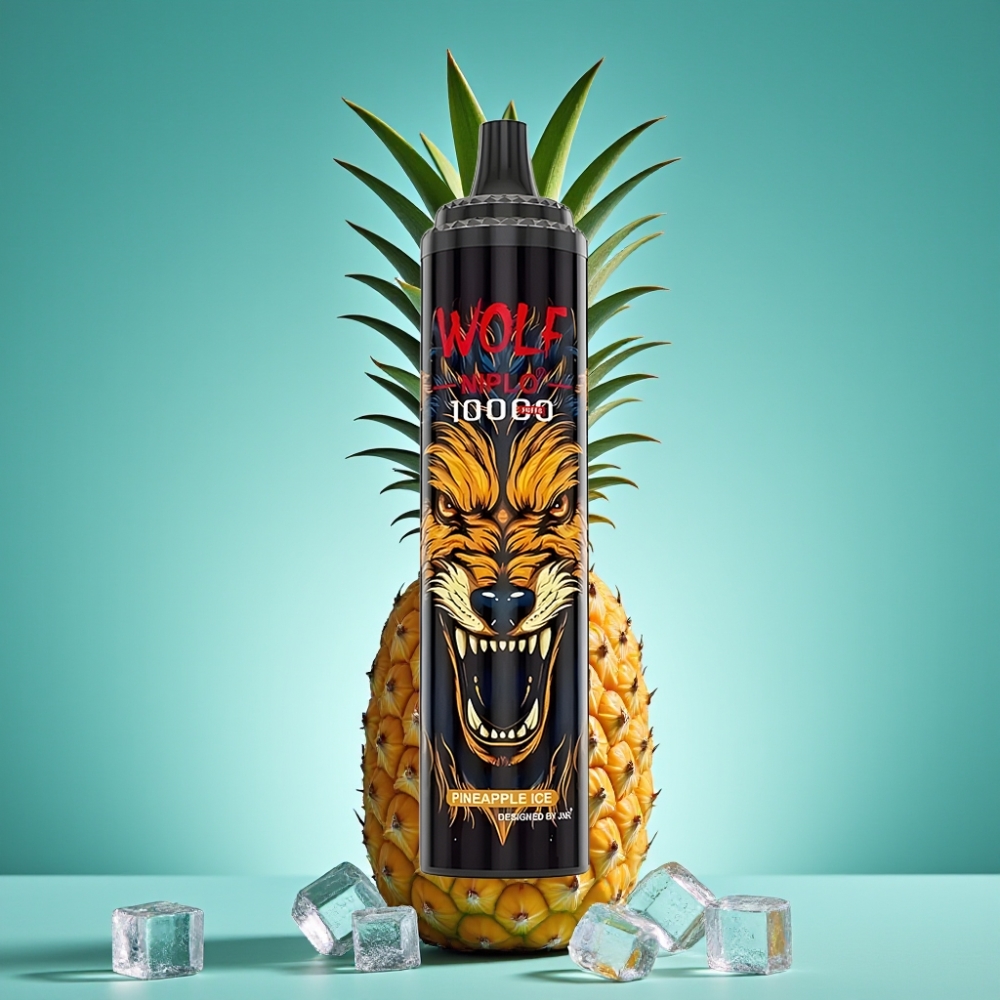 JNR Wolf Niplo 10000 Puffs Vape Jetable Ananas Glace – 20ml/650mAh – 1.0 Ohm Mesh Coil – Nicotine 0%/2%/5% – Charge Type-C
