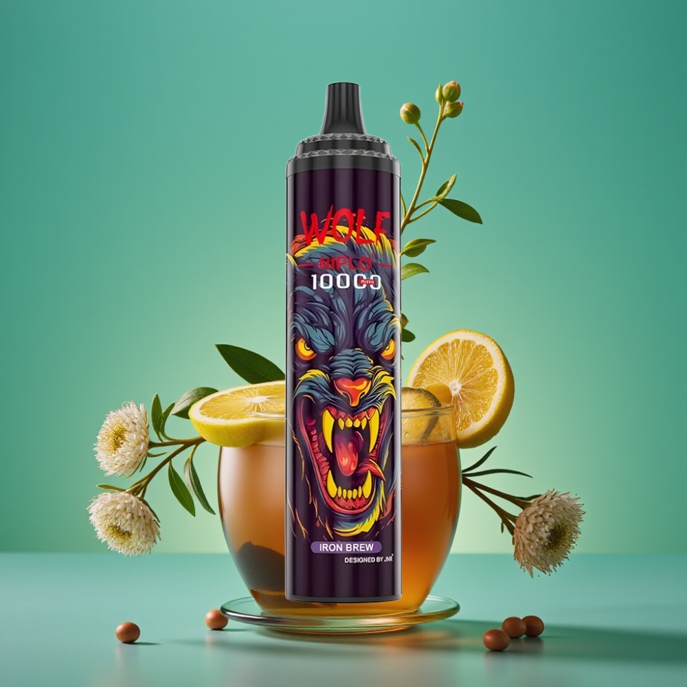 JNR Wolf Niplo 10000 Puffs Vape Jetable Iron Brew - 20ml/650mAh/Type-C - 0%, 2%, 5% Nicotine