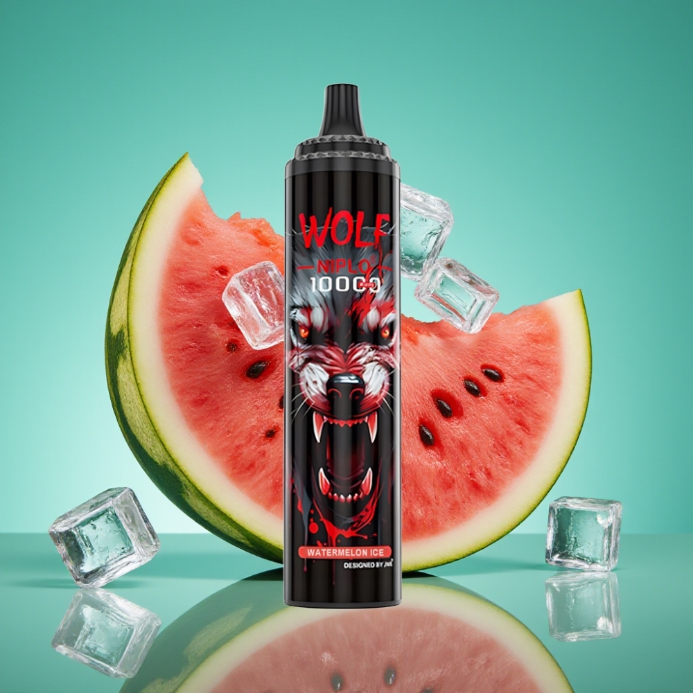 JNR Wolf Niplo 10000 Puffs Vape Jetable Pastèque Glacée – 20ml / 650mAh / Type-C / 0%, 2%, 5% Nicotine