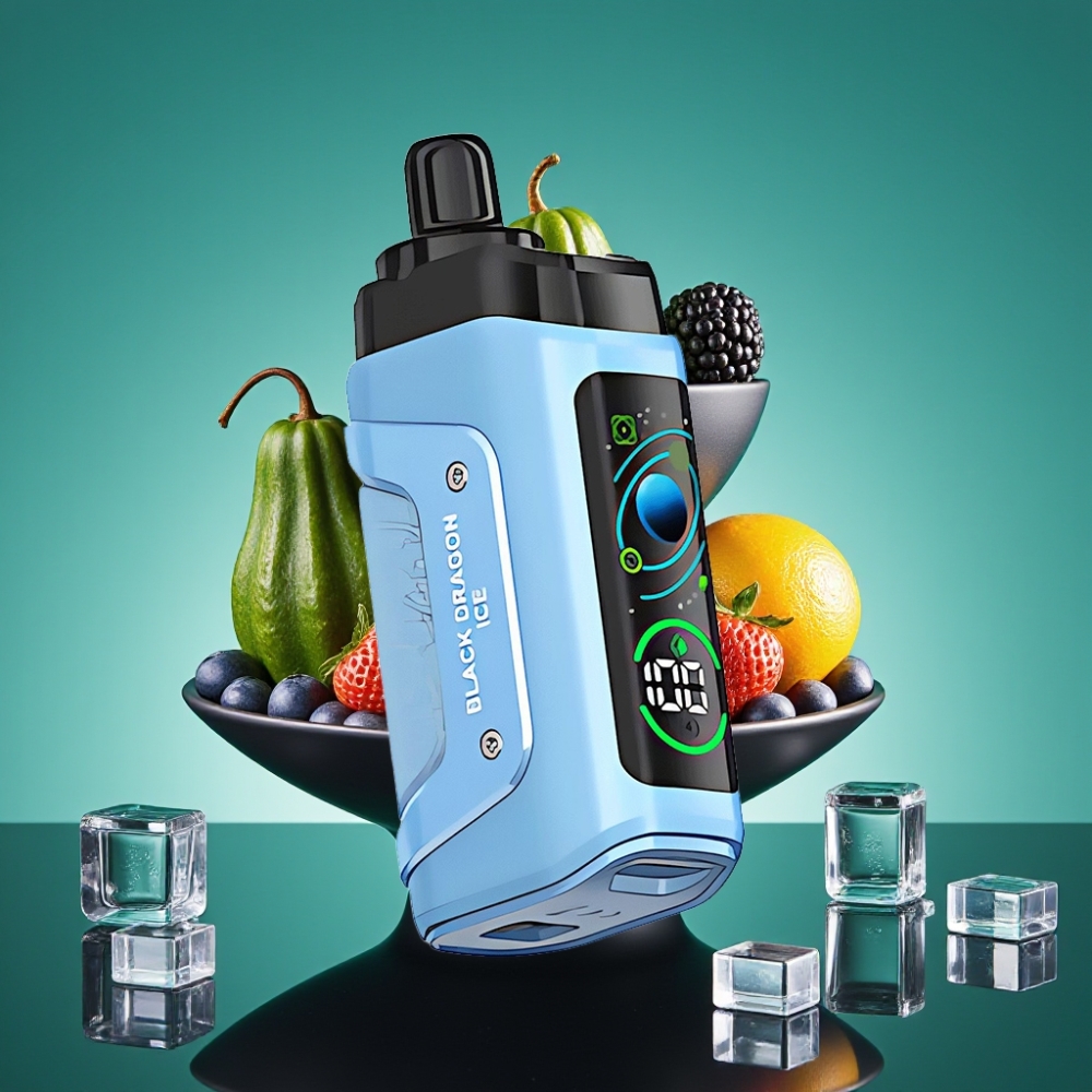 Razz Bar 45000 Puffs Vape Jetable Dragon Noir Glace – 1.0 Ohm Mesh Coil, Airflow Réglable, Rechargeable Type-C, 20 mg/ml de Nicotine