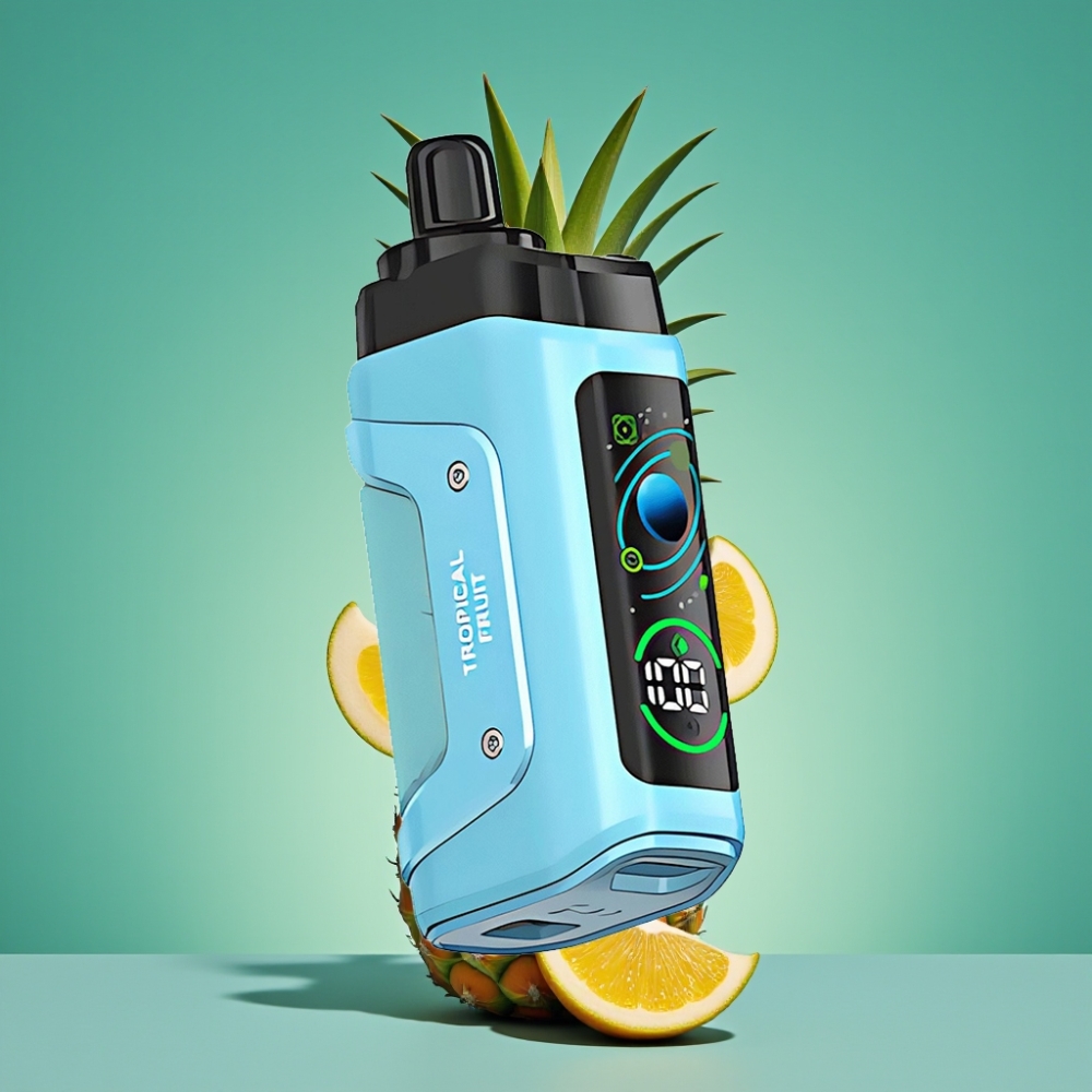 Razz Bar 45000 Puffs Vape Jetable Fruit Tropical et Framboise – 1.0 Ohm Mesh Coil, Airflow Réglable, Batterie 650 mAh, Rechargeable Type-C, 20 mg/ml de Nicotine