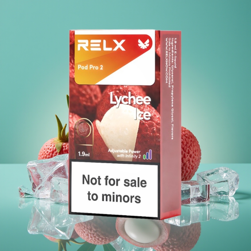 RELX Pod Pro 2 – 0% Nicotine, 600 Puffs, 1.9ml – Litchi Glace – 3 Modes (Eco 5.5W/Smooth 6.5W/Boost 8W) – Options: 2 ou 3 Pods/Pack