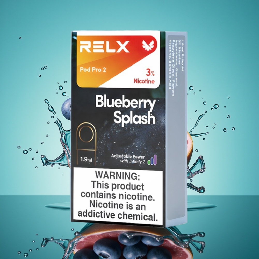 RELX Pod Pro 2 - 3% Nicotine, 600 Puffs, 1.9ml - Éclat de Myrtille - 2 ou 3 Pods/Pack - Modes Éco (5.5W), Smooth (6.5W), Boost (8W)