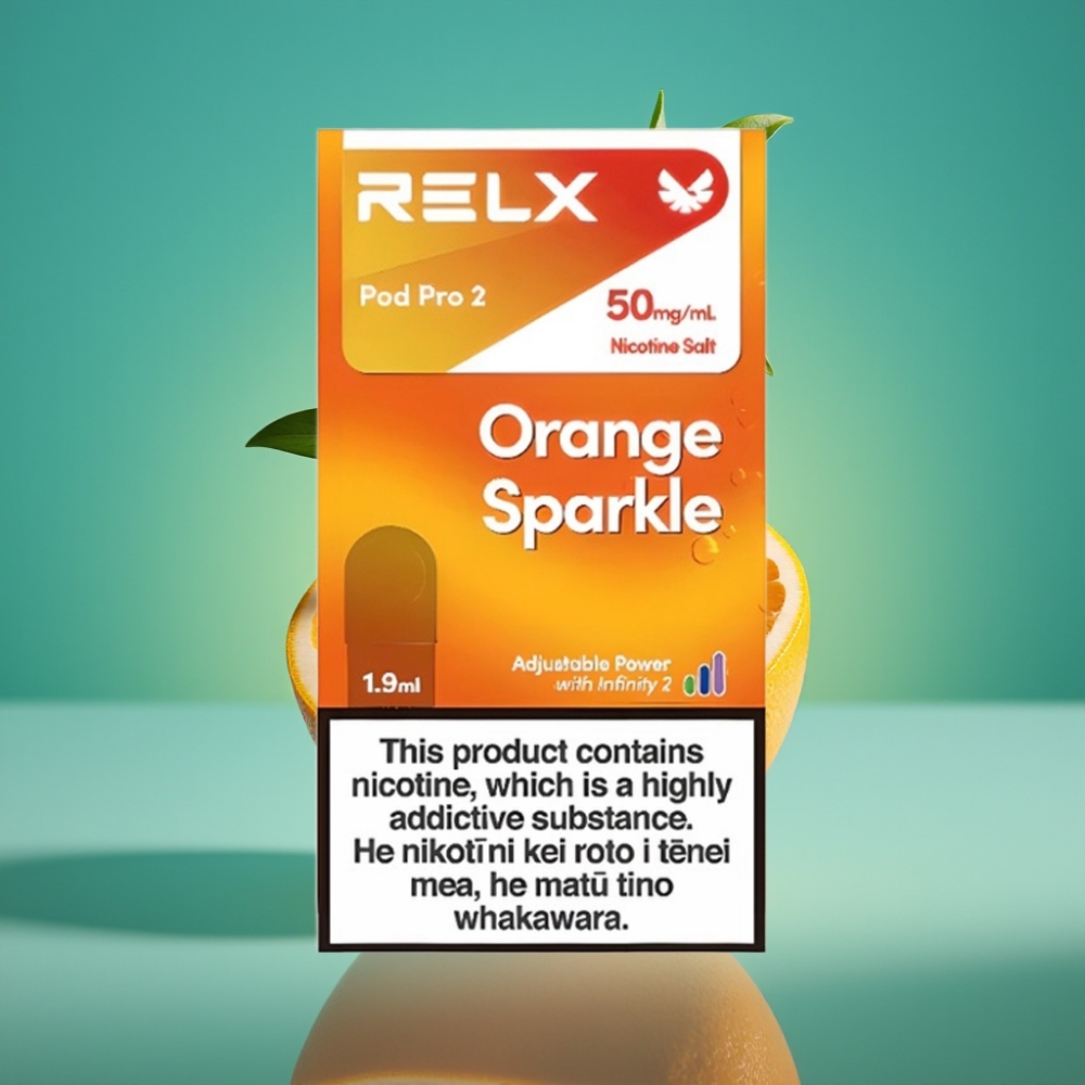 RELX Pod Pro 2 - 5% Nicotine, 600 Puffs, 1.9ml - Éclat Orange - 2 ou 3 Pods/Pack - Modes Éco (5.5W), Smooth (6.5W), Boost (8W)