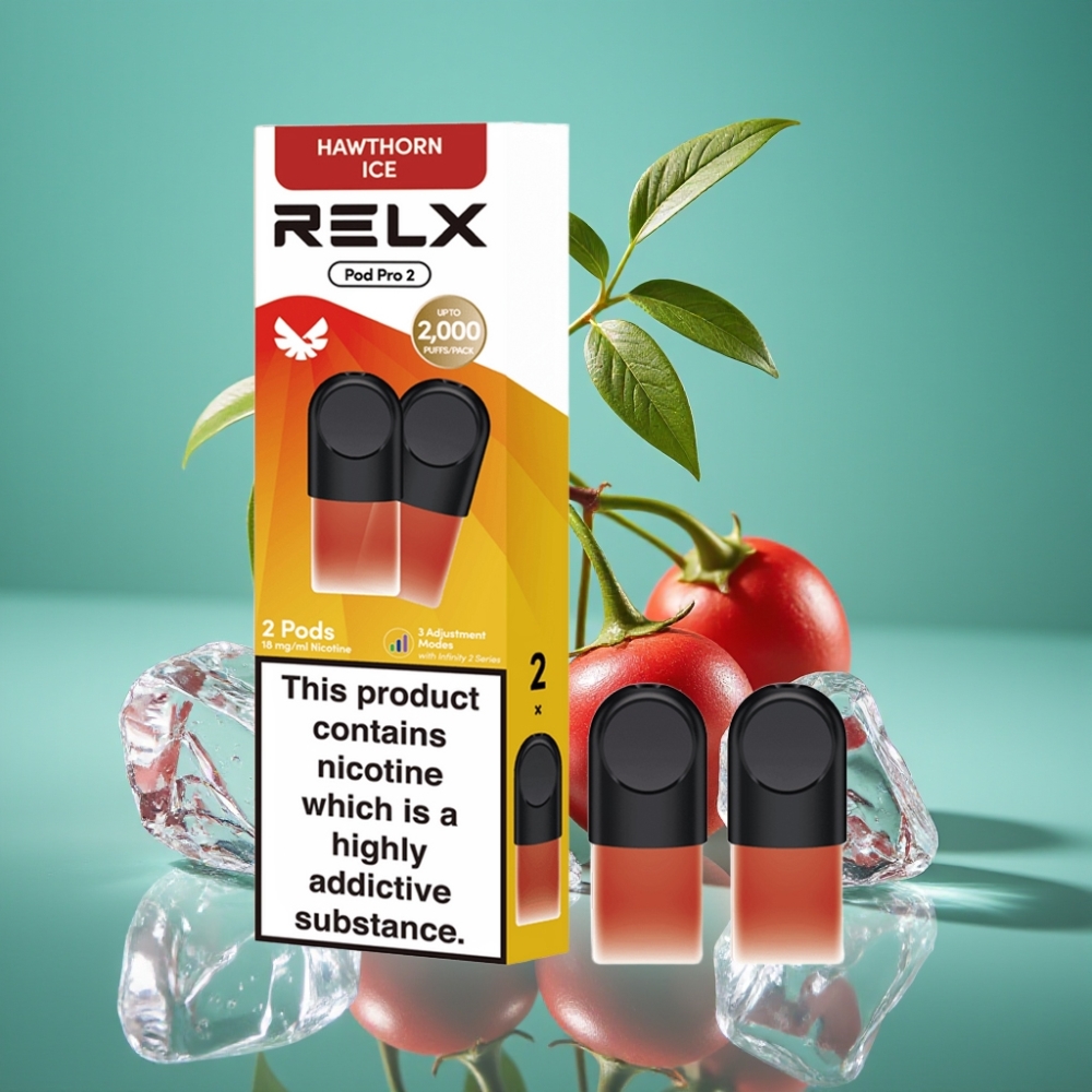 RELX Pod Pro 2 - Aubépine Glacée 1,8% Nicotine - 600 Puffs - 1,9ml - 2/3 Pods/Pack - 3 Modes (Éco 5,5W, Smooth 6,5W, Boost 8W)