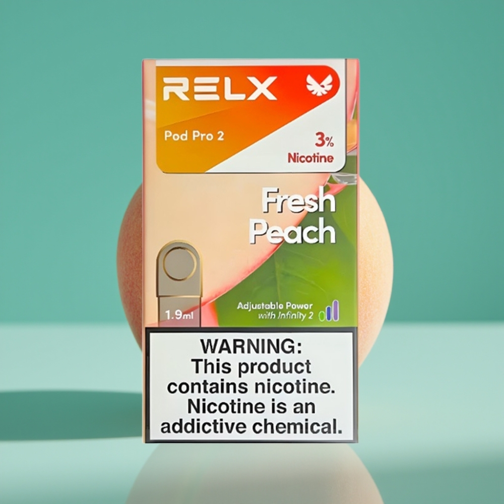 RELX Pod Pro 2 - Pêche Fraîche 3% - 600 Puffs - 1,9ml - Options : 2 ou 3 pods/pack - 3 Modes