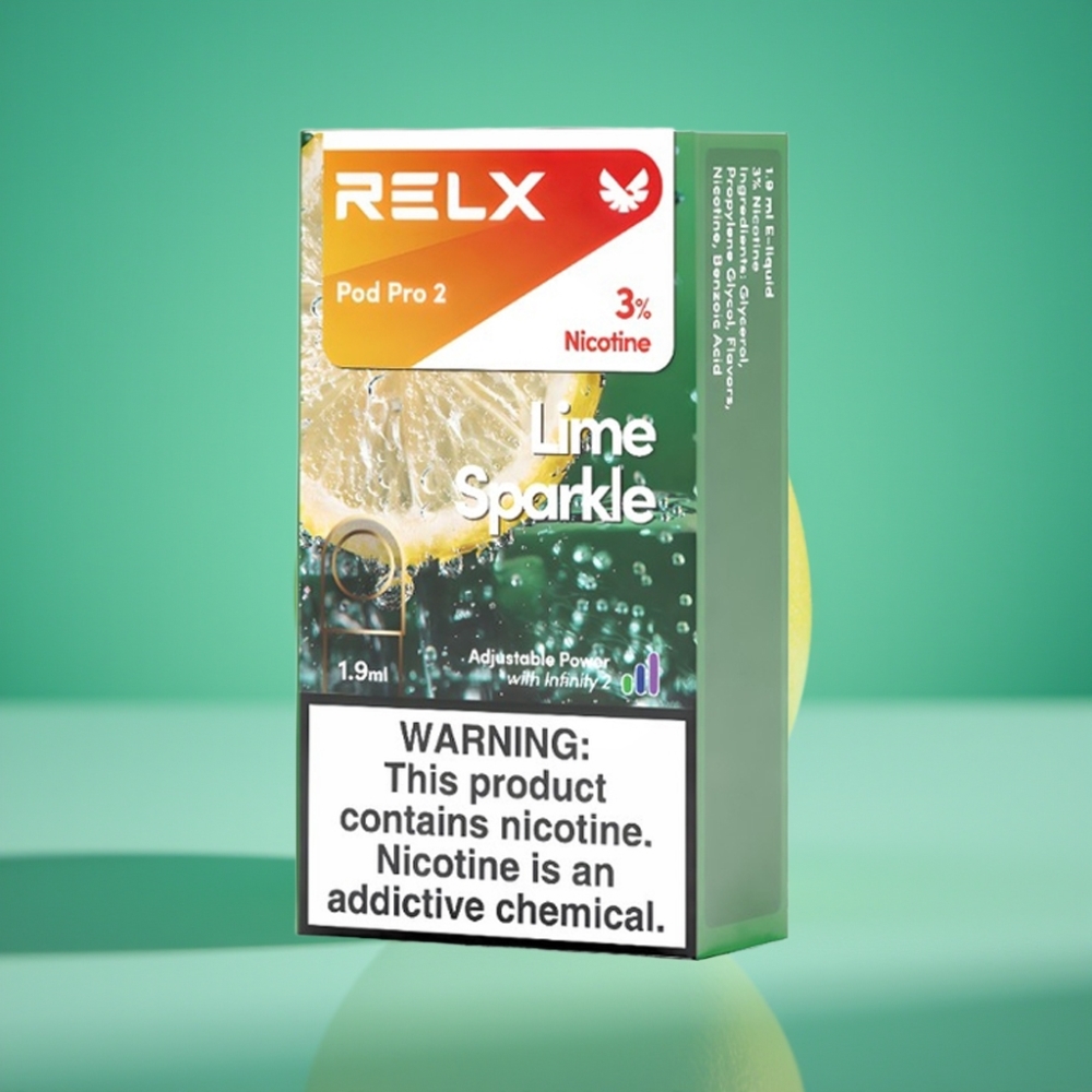 RELX Pod Pro 2 - Pods à Nicotine 3% (Citron Vert Pétillant) - 600 Puffs - 1.9ml - Options : 2 ou 3 pods/pack - 3 Modes
