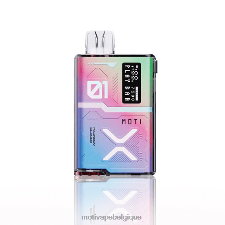 MOTI Vape Pop Belgique DNJ0H57 | MOTI Play Bar 7500 vapes jetables (5%, 7500 bouffées) nuage arc-en-ciel