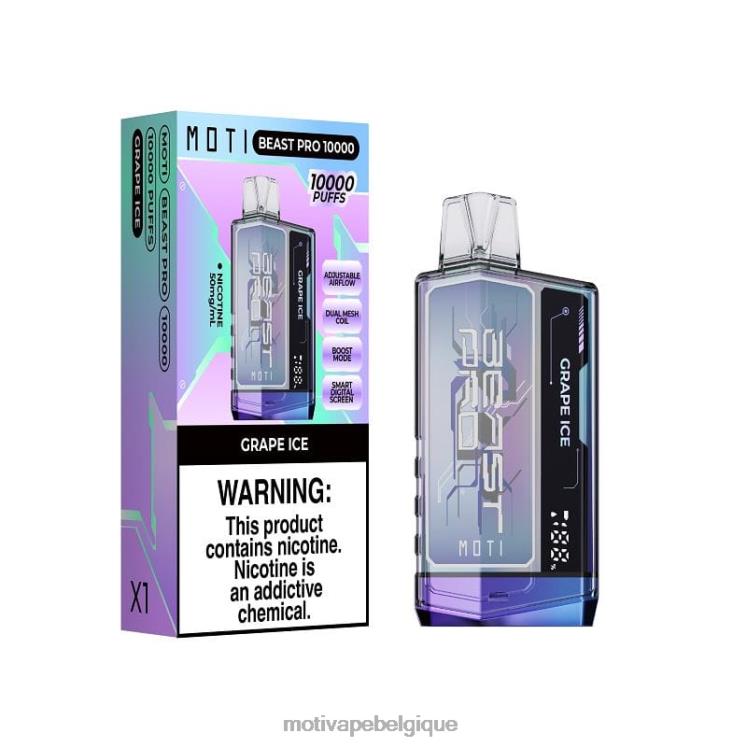 MOTI Vape Disposable Belgique DNJ0H45 | MOTI Beast Pro vape jetable (5%, 10000 bouffées) glace aux raisins