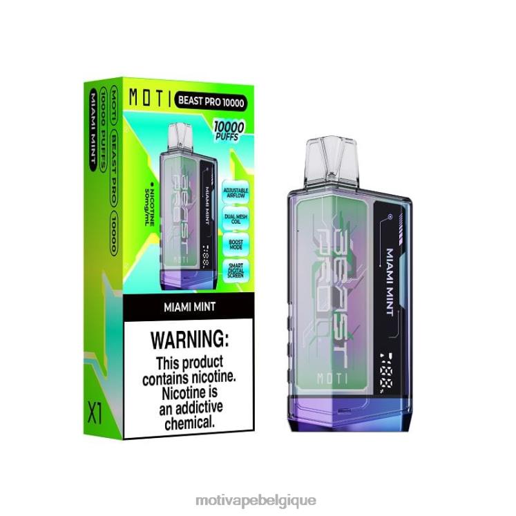 MOTI Vape Flavors Belgique DNJ0H48 | MOTI Beast Pro vape jetable (5%, 10000 bouffées) menthe de Miami
