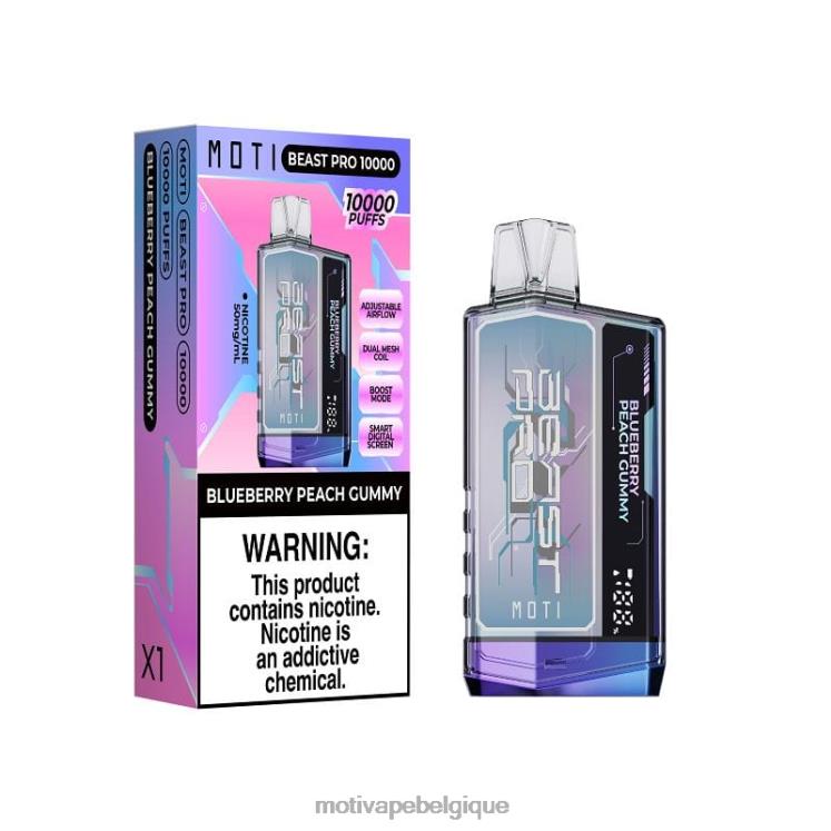 MOTI Vape For Sale DNJ0H39 | MOTI Beast Pro vape jetable (5%, 10000 bouffées) gomme à la pêche et aux myrtilles