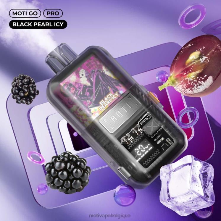 MOTI Vape Bruxelles DNJ0H12 | MOTI Go Pro vape jetable (5%, 12000 bouffées) perle noire glacée