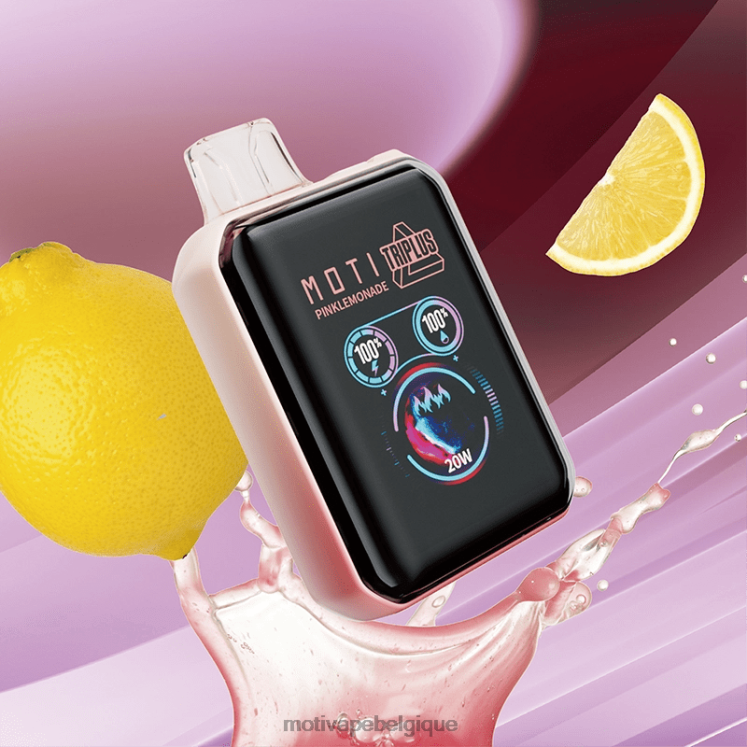 MOTI Vape Flavors Belgique DNJ0H8 | MOTI Triplus Vape jetable 20k (5%, 20000 bouffées) limonade rose